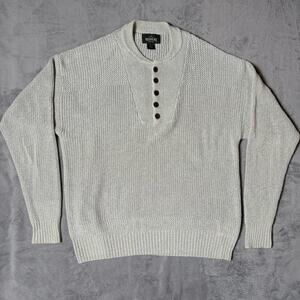 Redhead Men’s Cotton Beige Knit Henley Sweater Size L Outdoor Fisherman Utility